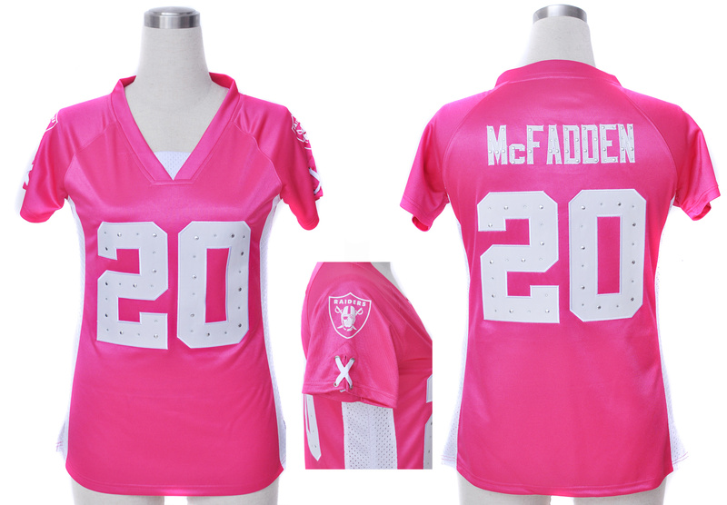 Nike Raiders 20 McFADDEN Pink Women Draft Him II Top Jerseys