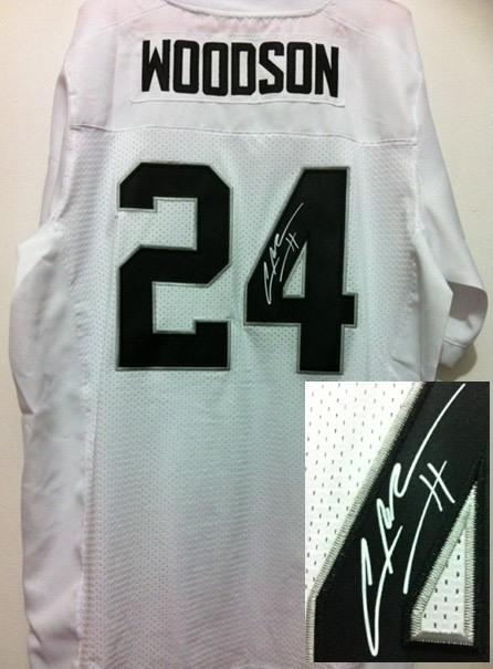 Nike Raiders 24 Woodson White Signature Edition Jerseys