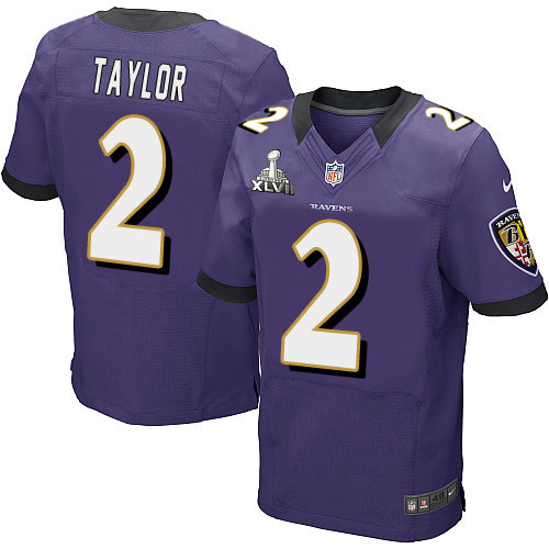 Nike Ravens 2 Tyrod Taylor Purple Elite 2013 Super Bowl XLVII Jersey