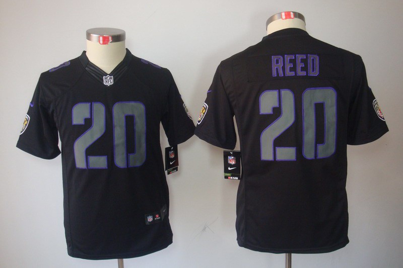 Nike Ravens 20 Reed Black Impact Kids Limited Jerseys