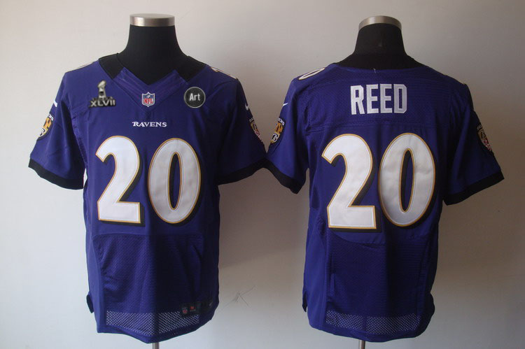 Nike Ravens 20 Reed purple Elite 2013 Super Bowl XLVII and Art Jerseys