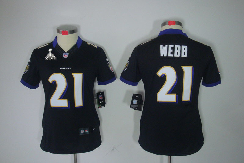 Nike Ravens 21 Webb Black Women Limited 2013 Super Bowl XLVII Jersey