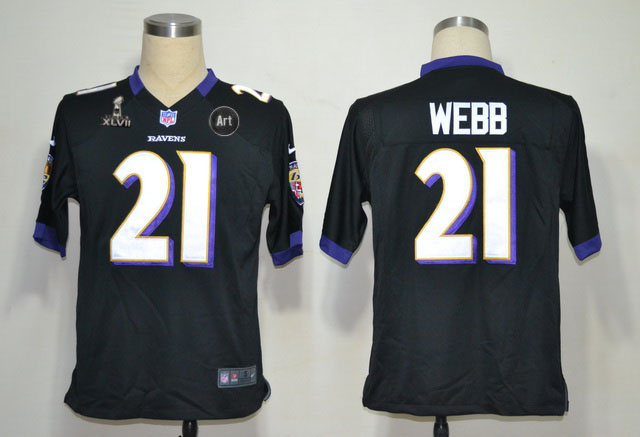Nike Ravens 21 Webb black Game 2013 Super Bowl XLVII and Art Jerseys