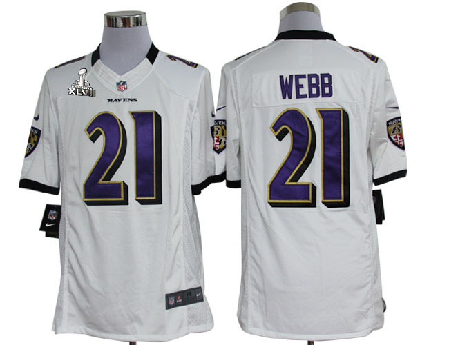 Nike Ravens 21 Webb white limited 2013 Super Bowl XLVII Jersey