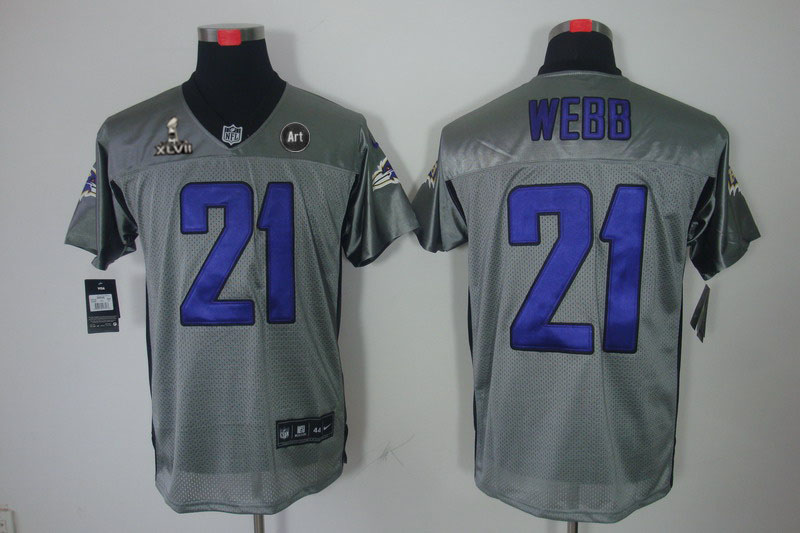 Nike Ravens 21 Wedd grey Elite 2013 Super Bowl XLVII and Art Jerseys