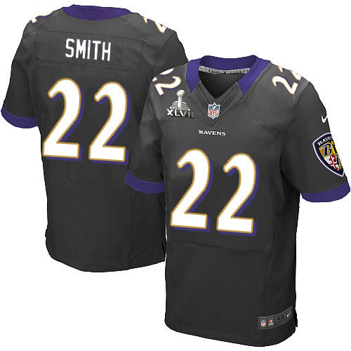 Nike Ravens 22 Jimmy Smith Black Elite 2013 Super Bowl XLVII Jersey