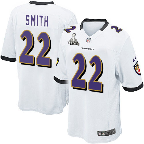 Nike Ravens 22 Jimmy Smith White Game 2013 Super Bowl XLVII Jersey