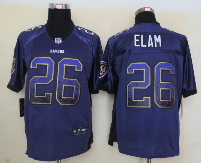 Nike Ravens 26 Elam Purple Elite Drift Jersey