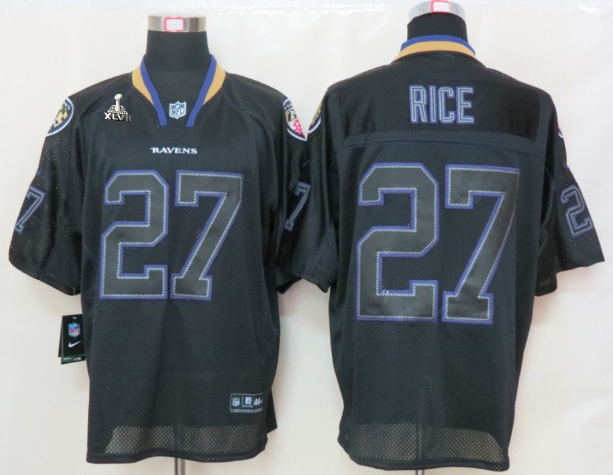 Nike Ravens 27 Ray Rice Black Shadow Elite 2013 Super Bowl XLVII Jersey
