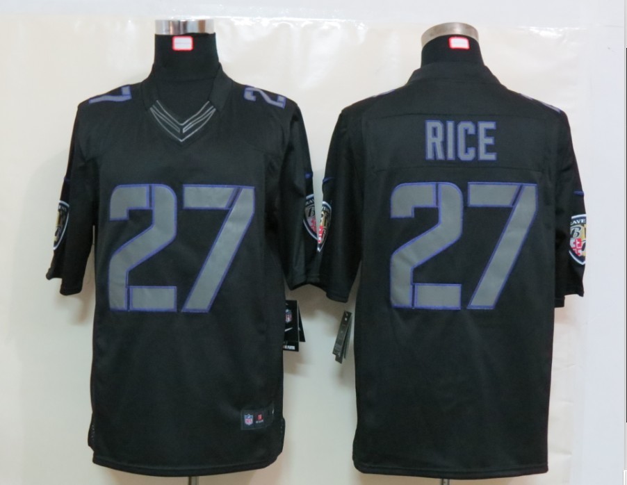 Nike Ravens 27 Rice Black Impact Limited Jerseys