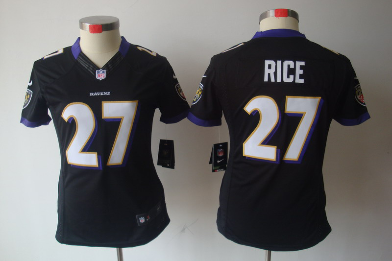 Nike Ravens 27 Rice Black Women Limited Jerseys