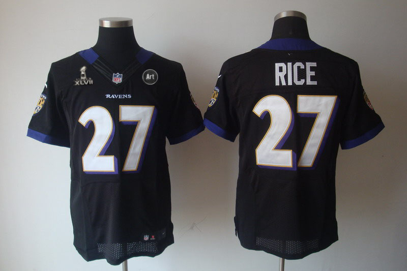 Nike Ravens 27 Rice black Elite 2013 Super Bowl XLVII and Art Jerseys