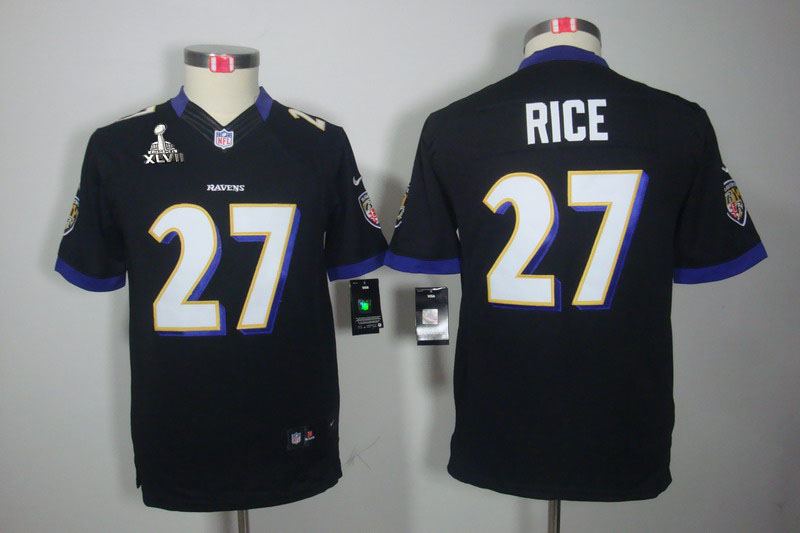 Nike Ravens 27 Rice black limited youth 2013 Super Bowl XLVII Jersey