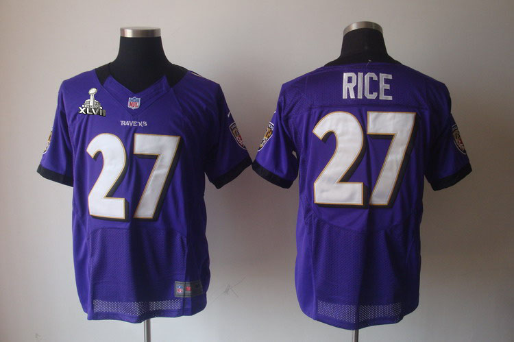Nike Ravens 27 Rice purple Elite 2013 Super Bowl XLVII Jersey