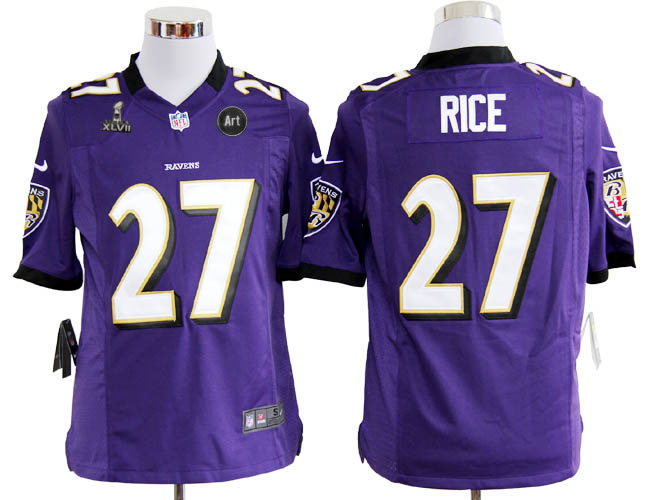 Nike Ravens 27 Rice purple Game 2013 Super Bowl XLVII and Art Jerseys