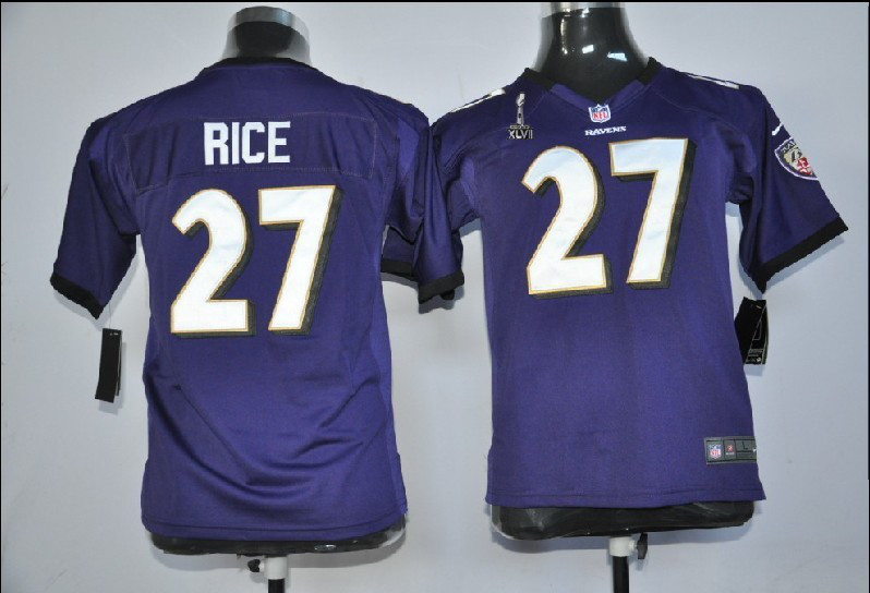 Nike Ravens 27 Rice purple game youth 2013 Super Bowl XLVII Jerseys