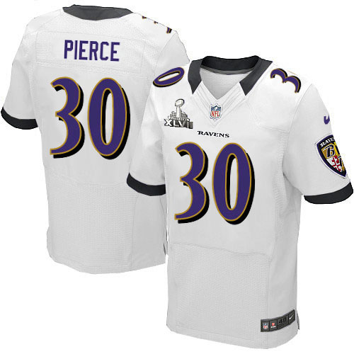 Nike Ravens 30 Bernard Pierce White Elite 2013 Super Bowl XLVII Jersey