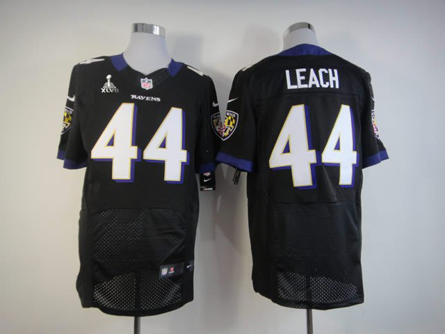 Nike Ravens 44 Vonta Leach Black Elite 2013 Super Bowl XLVII Jersey