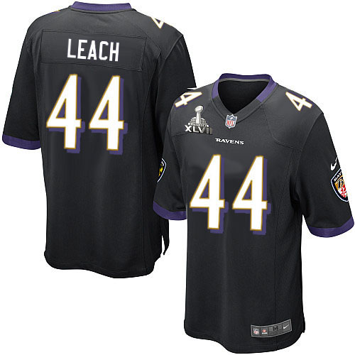Nike Ravens 44 Vonta Leach Black Game 2013 Super Bowl XLVII Jersey