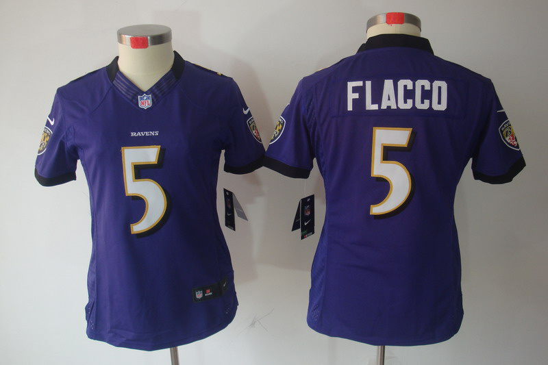 Nike Ravens 5 Flacco Purple Women Limited Jerseys