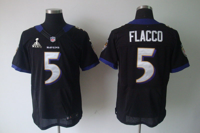 Nike Ravens 5 Flacco black Elite 2013 Super Bowl XLVII Jersey