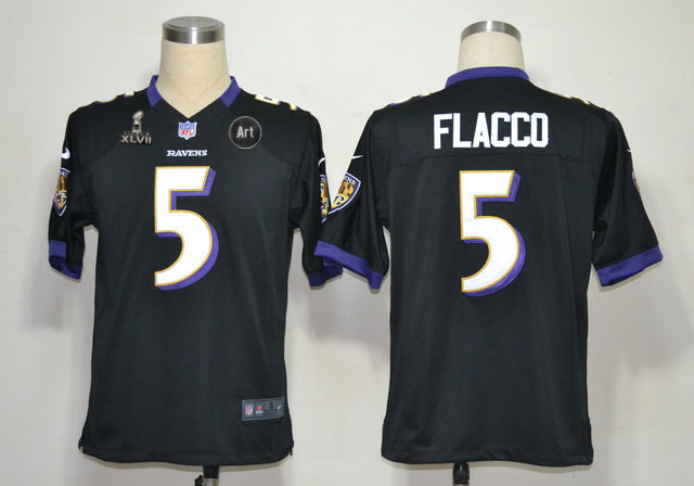 Nike Ravens 5 Flacco black Game 2013 Super Bowl XLVII and Art Jerseys