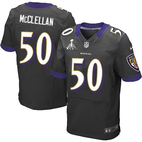 Nike Ravens 50 Albert McClellan Black Elite 2013 Super Bowl XLVII Jersey