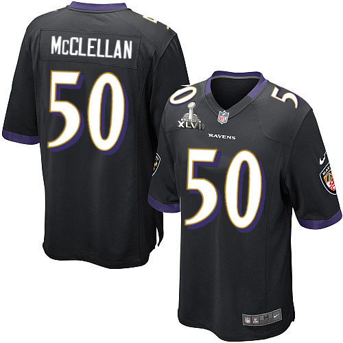 Nike Ravens 50 Albert McClellan Black Game 2013 Super Bowl XLVII Jersey