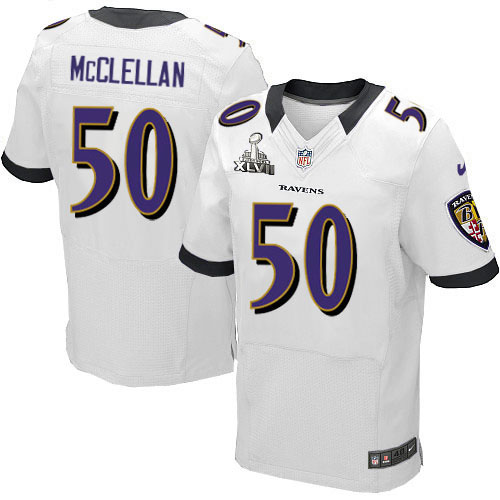 Nike Ravens 50 Albert McClellan White Elite 2013 Super Bowl XLVII Jersey
