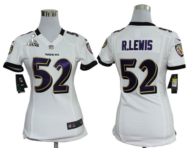 Nike Ravens 52 R.Lewis White Women Game 2013 Super Bowl XLVII Jersey