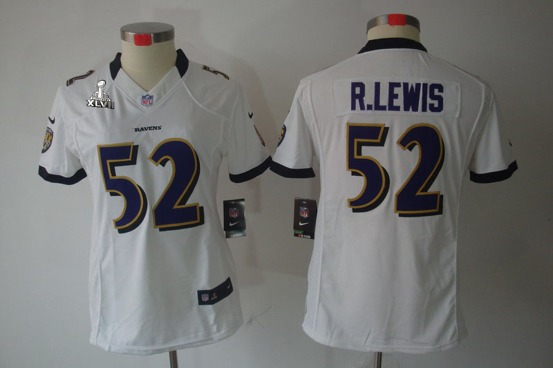 Nike Ravens 52 R.Lewis White Women Limited 2013 Super Bowl XLVII Jersey
