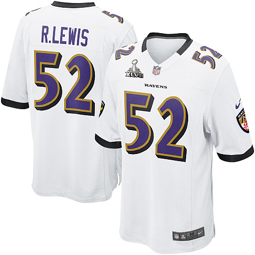 Nike Ravens 52 R.Lewis White game 2013 Super Bowl XLVII Jersey