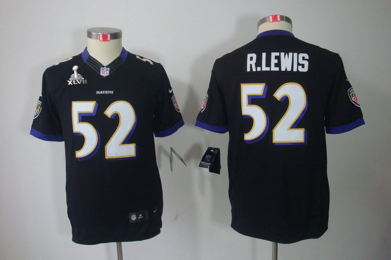 Nike Ravens 52 R.Lewis black limited youth 2013 Super Bowl XLVII Jersey