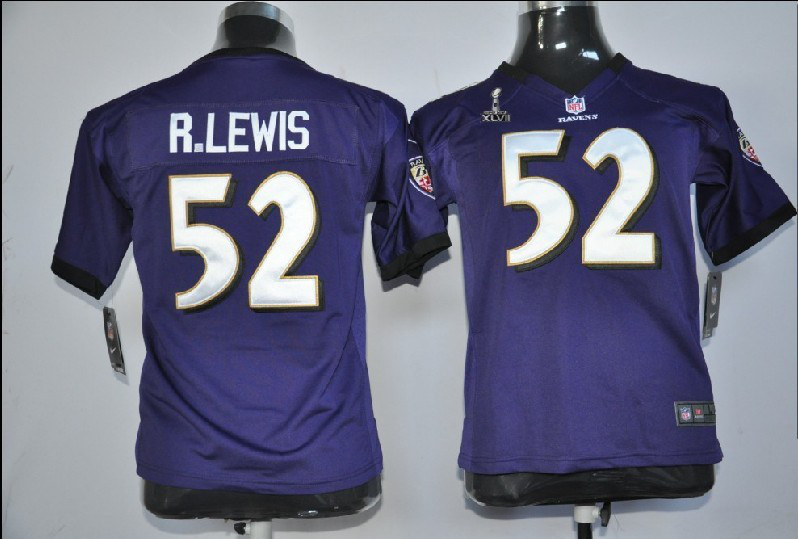 Nike Ravens 52 R.Lewis purple game youth 2013 Super Bowl XLVII Jerseys