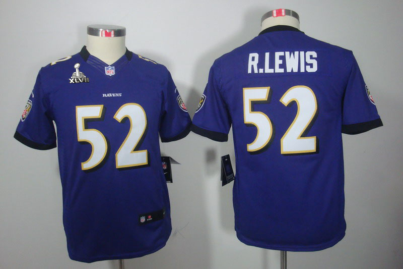 Nike Ravens 52 R.Lewis purple limited youth 2013 Super Bowl XLVII Jersey