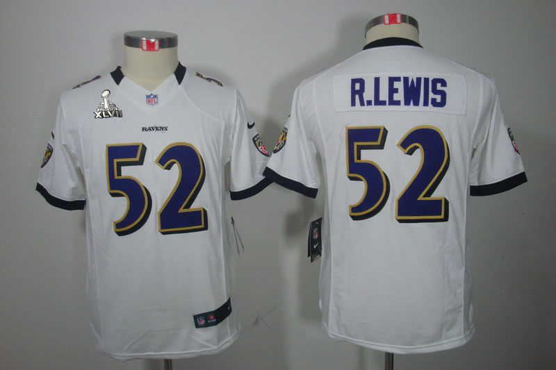 Nike Ravens 52 R.Lewis white limited youth 2013 Super Bowl XLVII Jersey