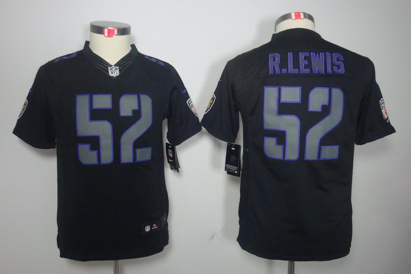 Nike Ravens 52 R.lewis Black Impact Kids Limited Jerseys