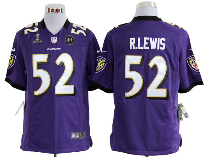 Nike Ravens 52 R.lewis purple Game 2013 Super Bowl XLVII and Art Jerseys