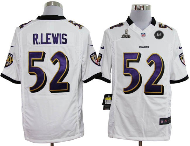 Nike Ravens 52 R.lewis white Game 2013 Super Bowl XLVII and Art Jerseys
