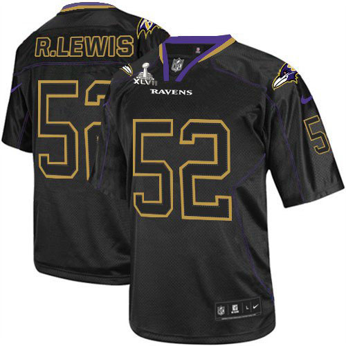Nike Ravens 52 Ray Lewis Black Shadow Elite 2013 Super Bowl XLVII Jersey