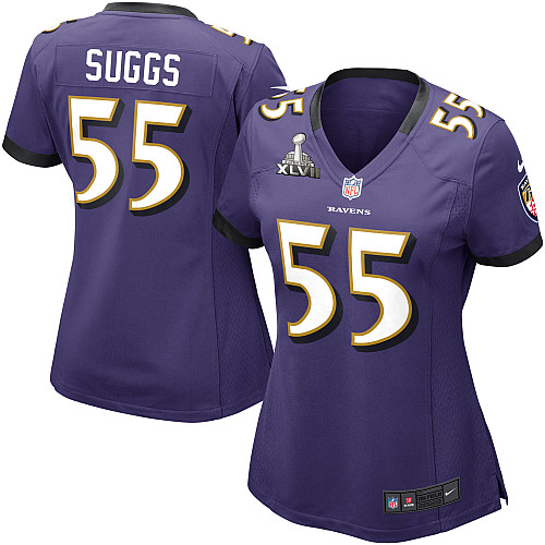 Nike Ravens 55 Suggs Purple women 2013 Super Bowl XLVII Jersey