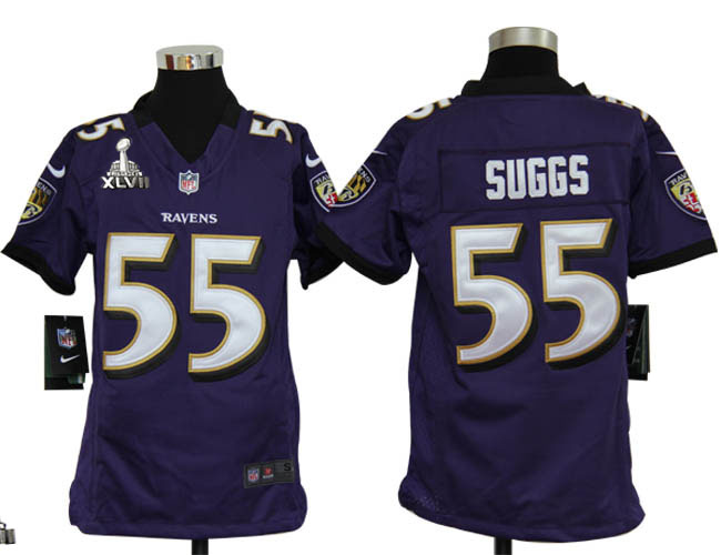 Nike Ravens 55 Suggs purple game youth 2013 Super Bowl XLVII Jersey