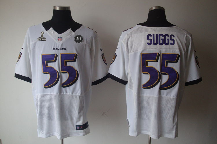 Nike Ravens 55 Suggs white Elite 2013 Super Bowl XLVII and Art Jerseys
