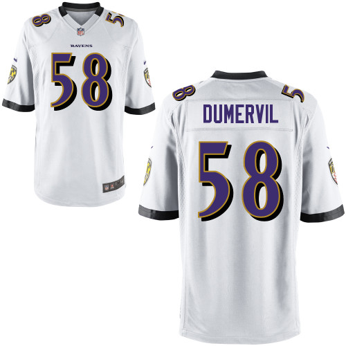 Nike Ravens 58 Elvis Dumervil White Game Jerseys
