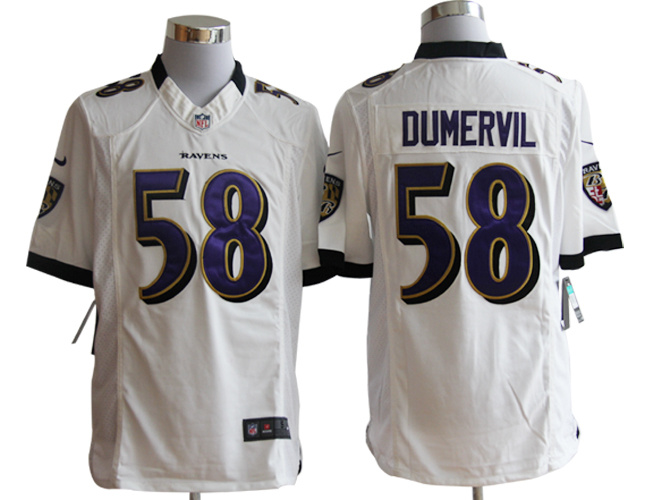 Nike Ravens 58 Elvis Dumervil White Limited Jerseys