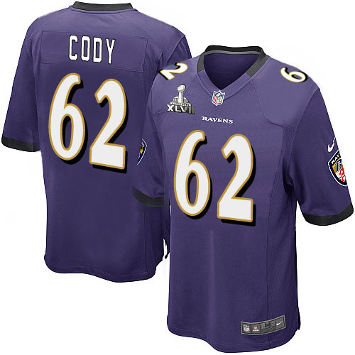 Nike Ravens 62 Terrence Cody Purple Game 2013 Super Bowl XLVII Jersey