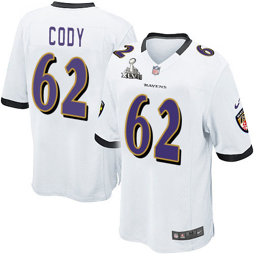 Nike Ravens 62 Terrence Cody White Game 2013 Super Bowl XLVII Jersey