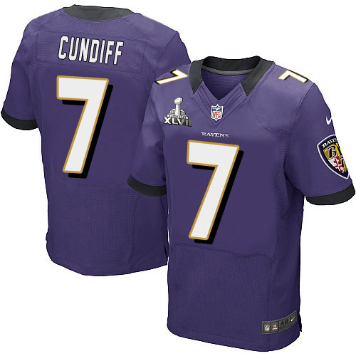 Nike Ravens 7 Billy Cundiff Purple Elite 2013 Super Bowl XLVII Jersey