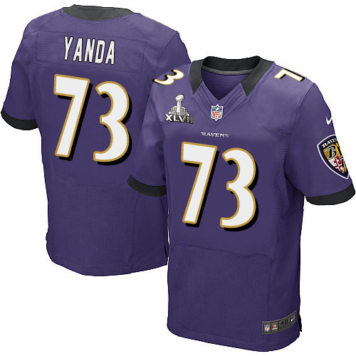 Nike Ravens 73 Marshal Yanda Purple Elite 2013 Super Bowl XLVII Jersey