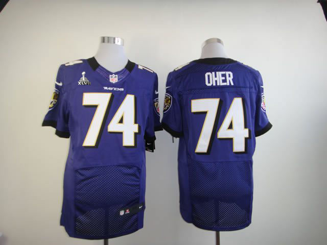 Nike Ravens 74 Oher Purple Elite 2013 Super Bowl XLVII Jersey